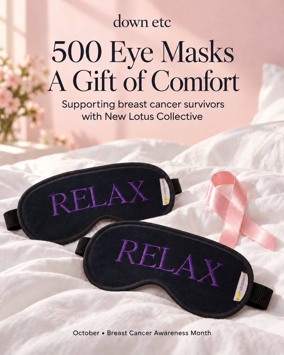 down etc Donates 500 Relax Eye Masks for Breast Cancer Survivors