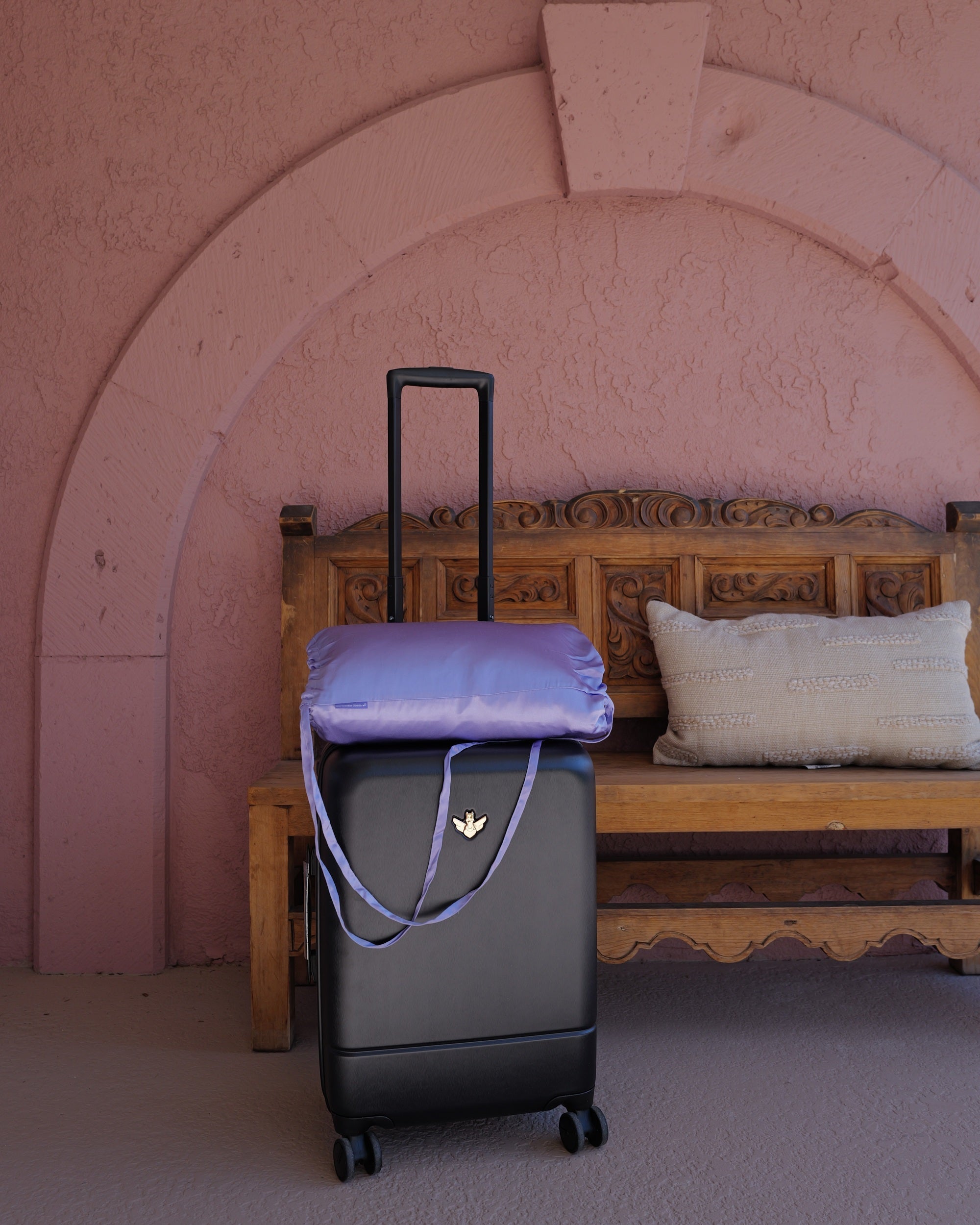 pillow on suitcase