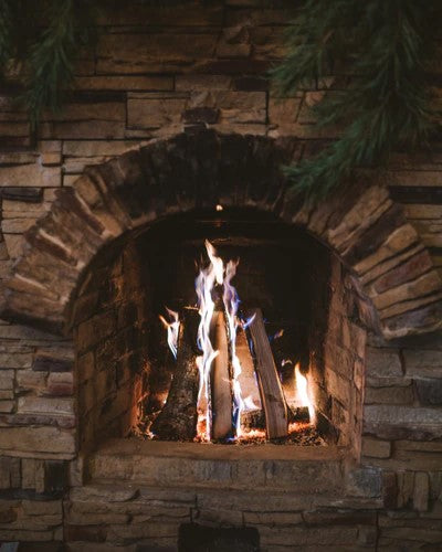 Burning fire in fireplace