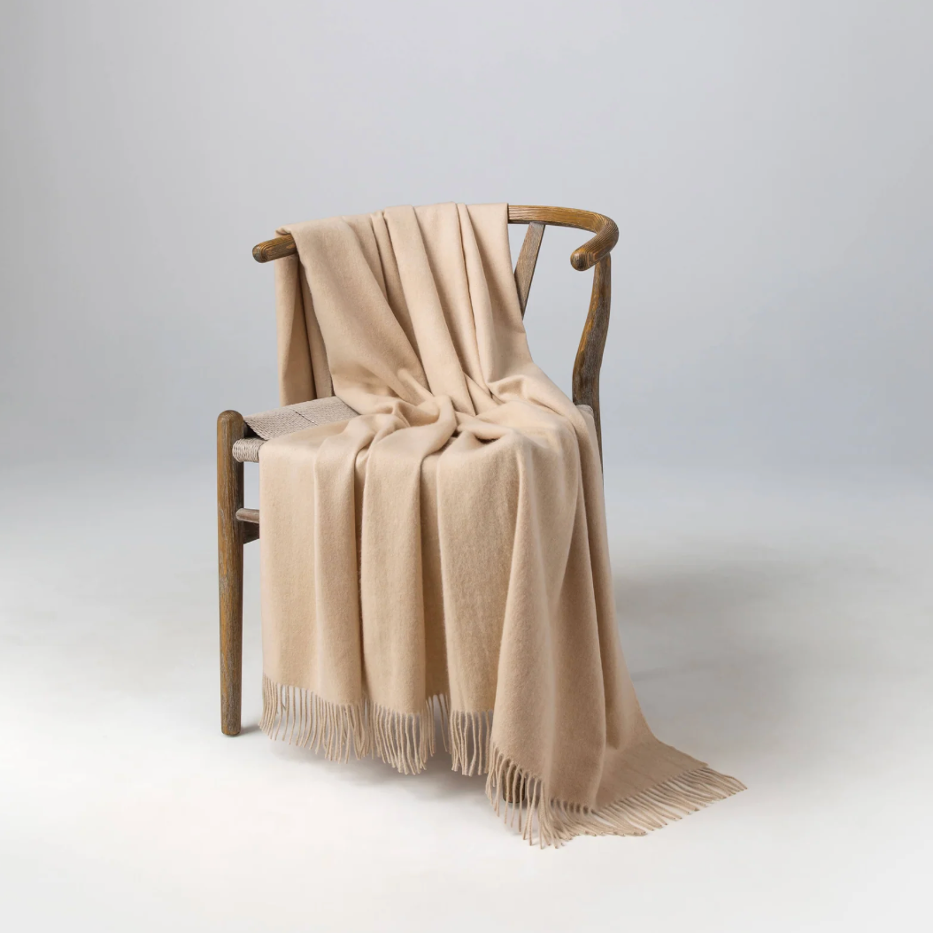cashmere throw, latte