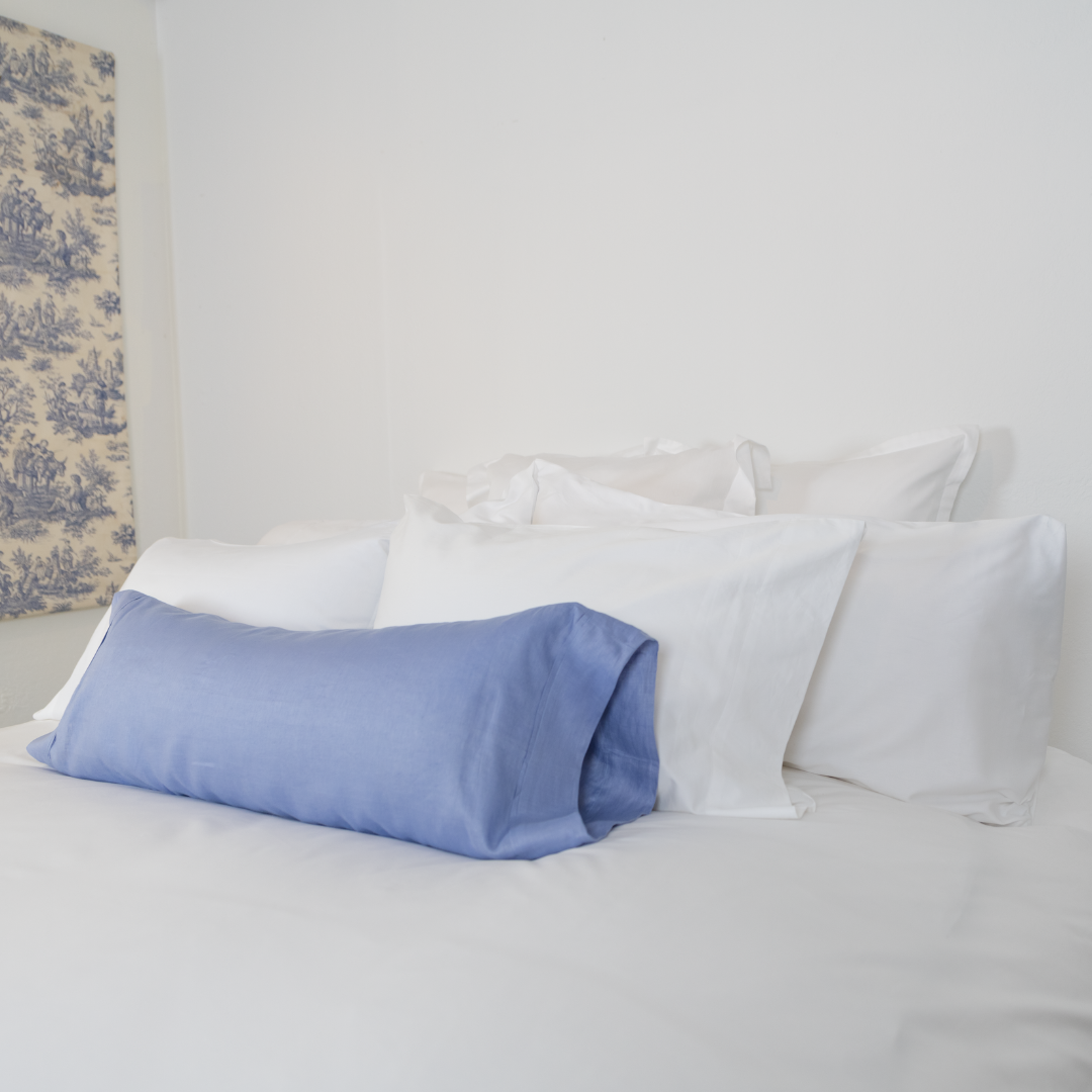 periwinkle linen covered pillow