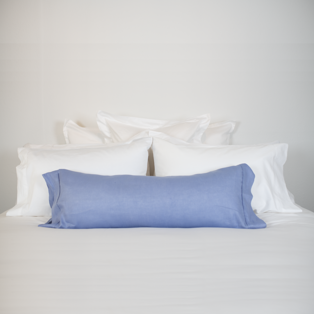 periwinkle linen covered pillow