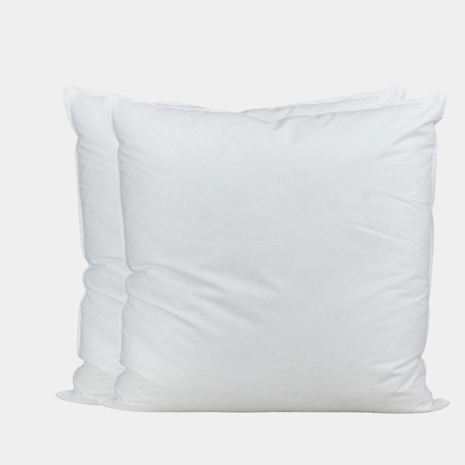 50/50 Euro Square Triple Bundle: 50/50 white goose down and feather pillows, pillow protectors, and shams