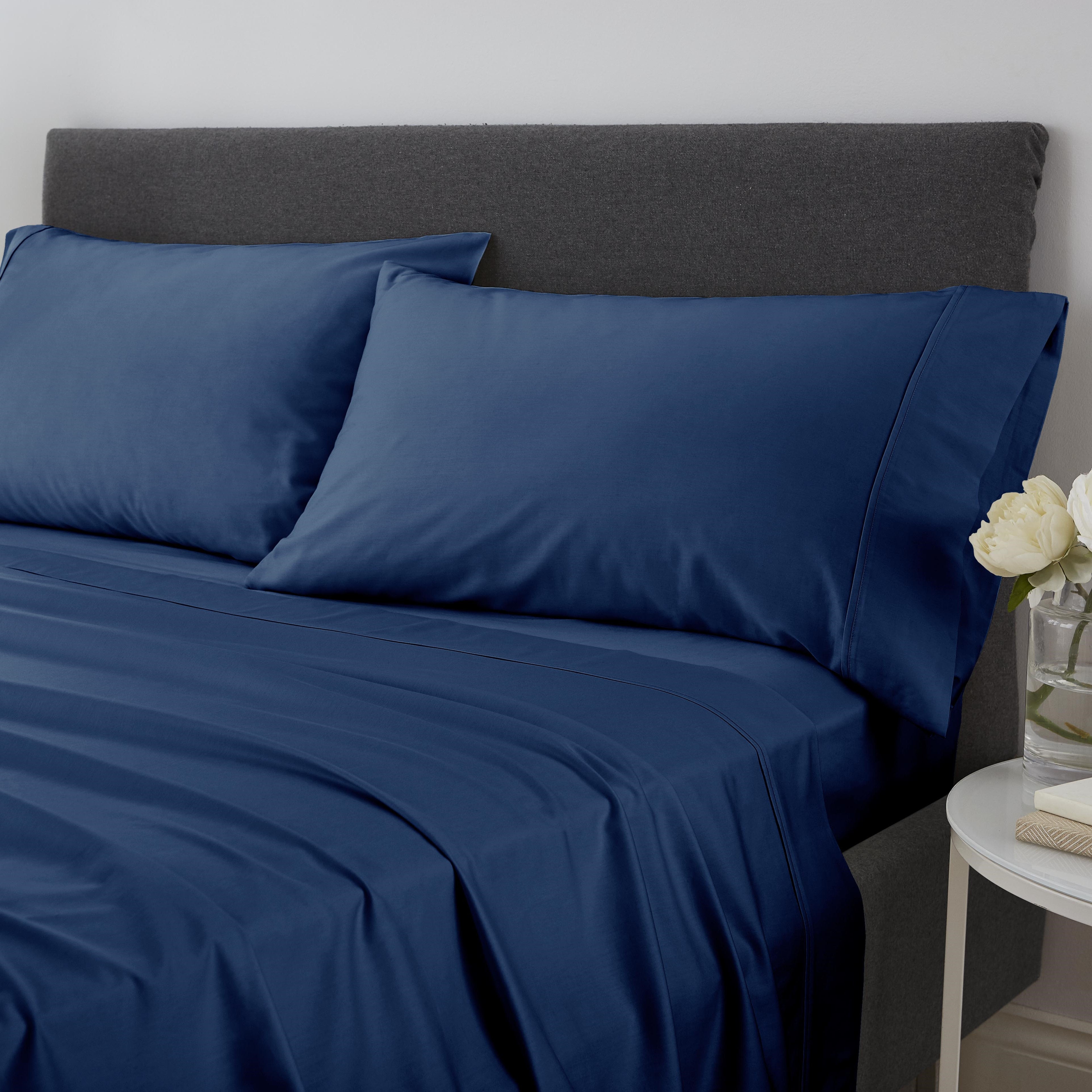 d.o.e. organic cotton pillowcase set, navy blue