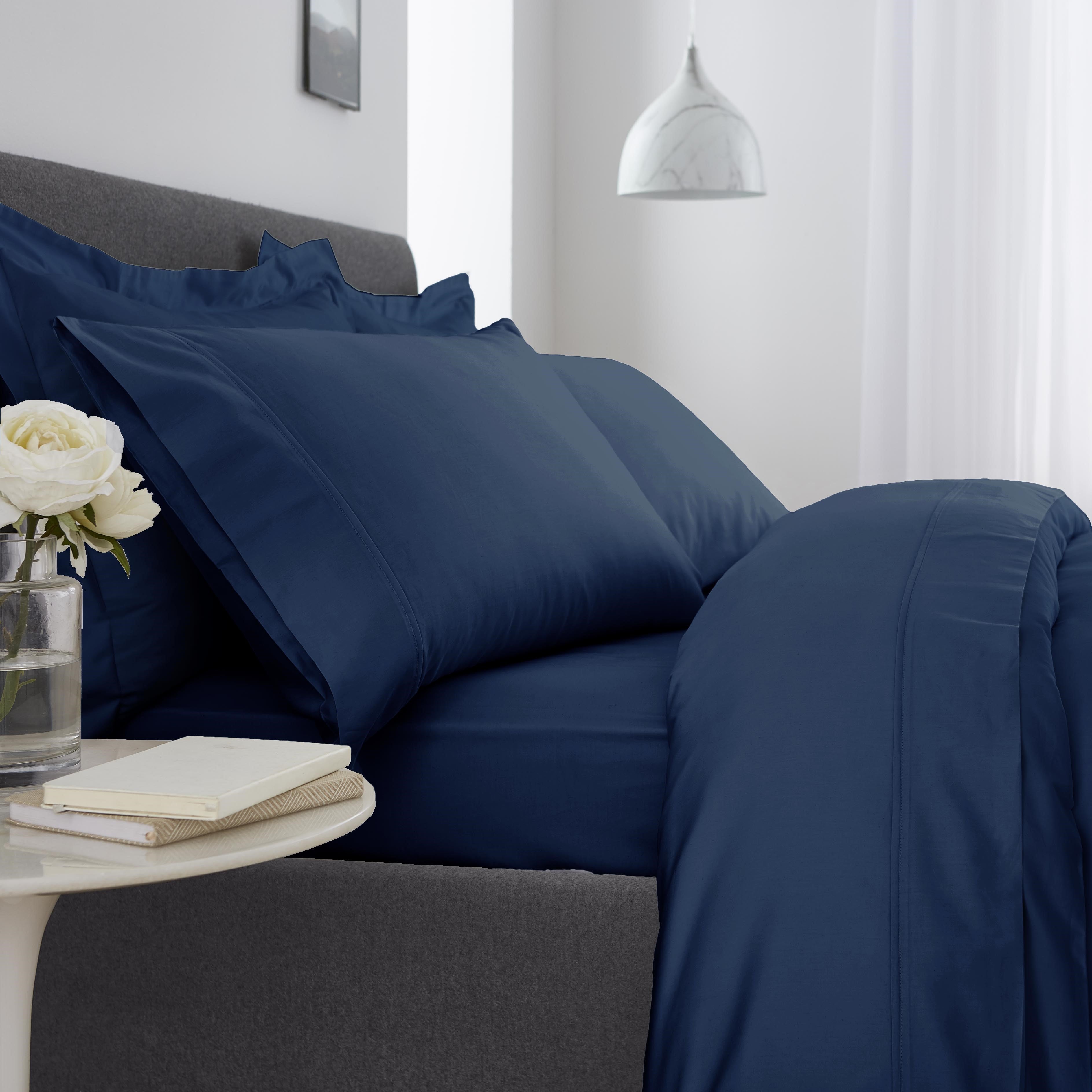 d.o.e. organic cotton pillowcase set, navy blue