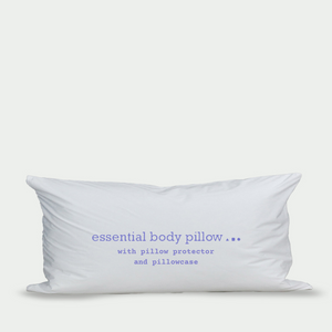 essential feather body pillow with pillow protector and cotton pillowcase