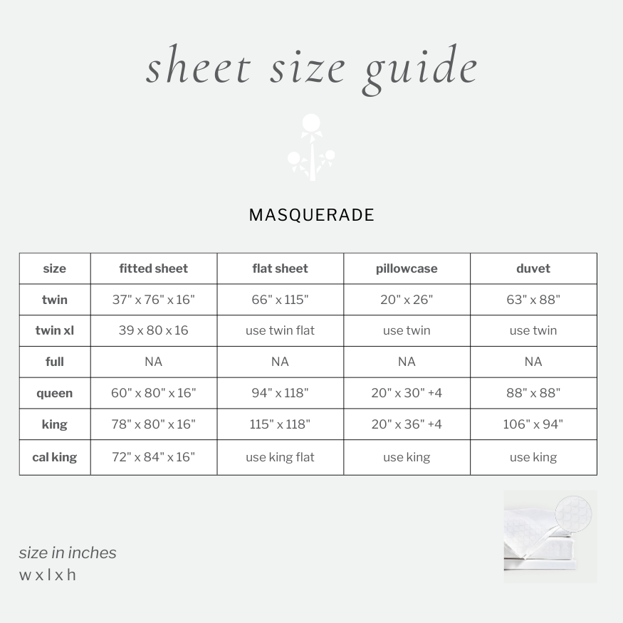 masquerade sheet set with duvet cover