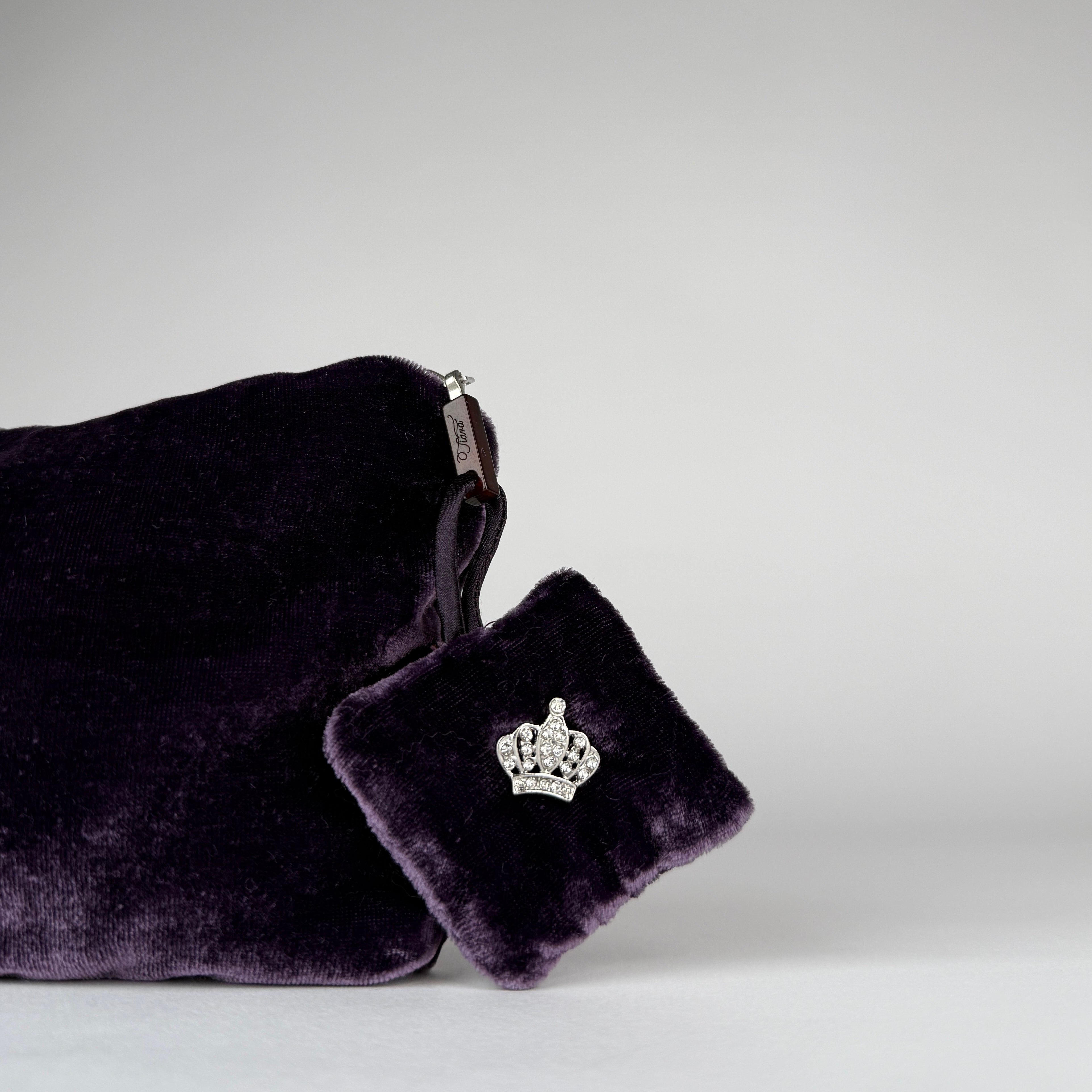 tiara cottons™ v-shaped periwinkle silk pillowcase + velvet travel bag