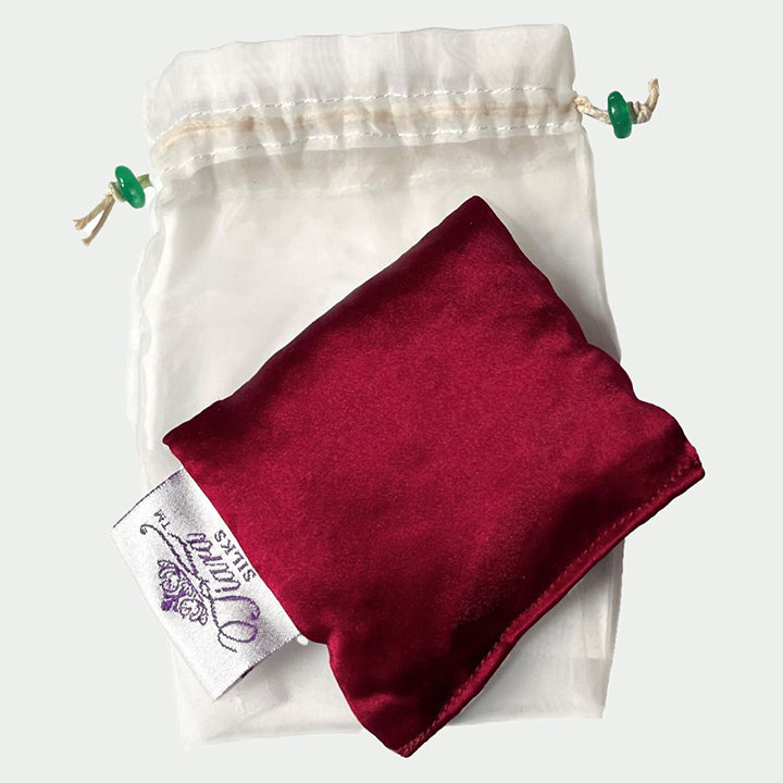 tiara silks® aromatherapy silk holiday pillowcase and velvet travel bag with handle - red+green