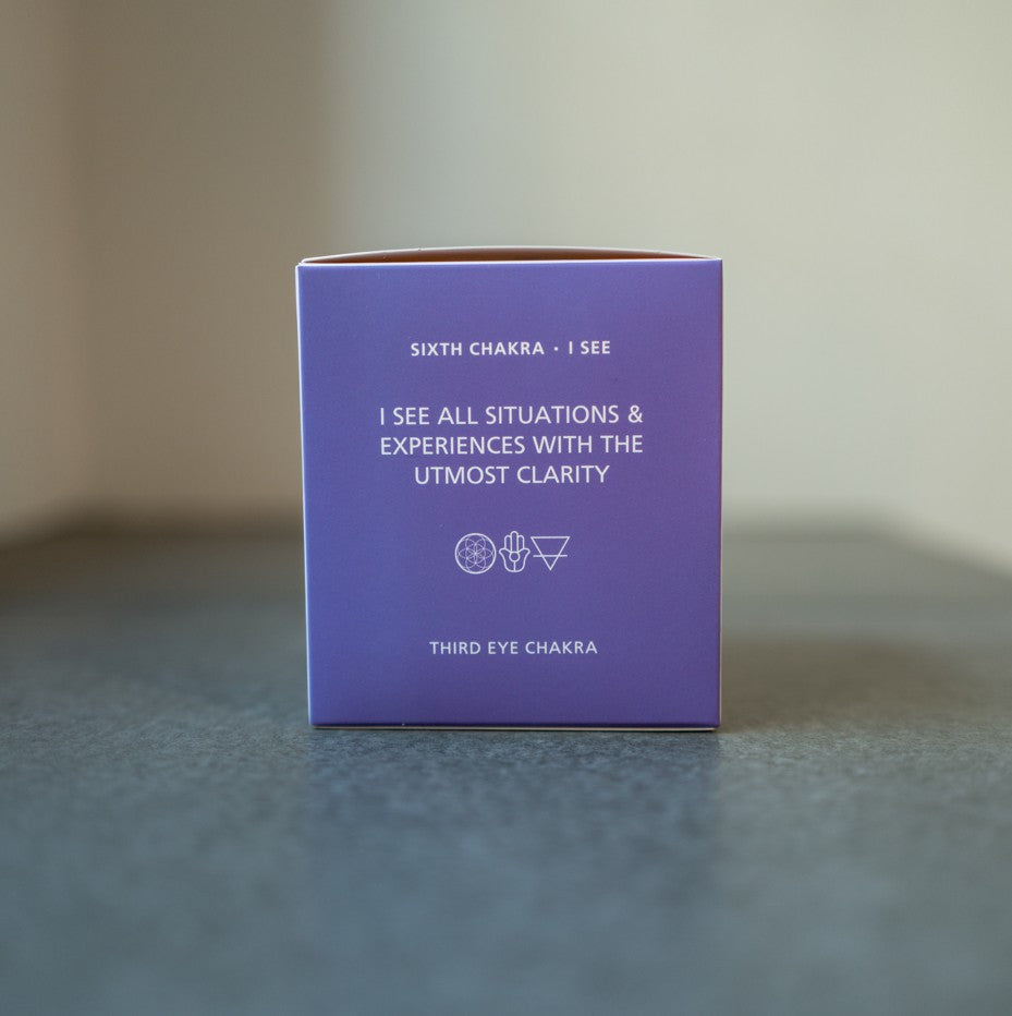 chakra 6 - third eye chakra- amethyst & tourmaline gemstone candle