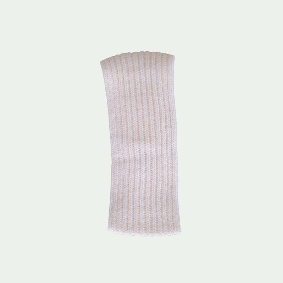 cashmere ribbed headband - organic white