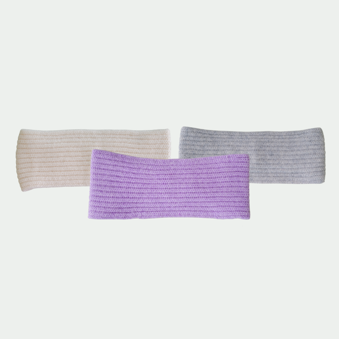 cashmere ribbed headband - organic white