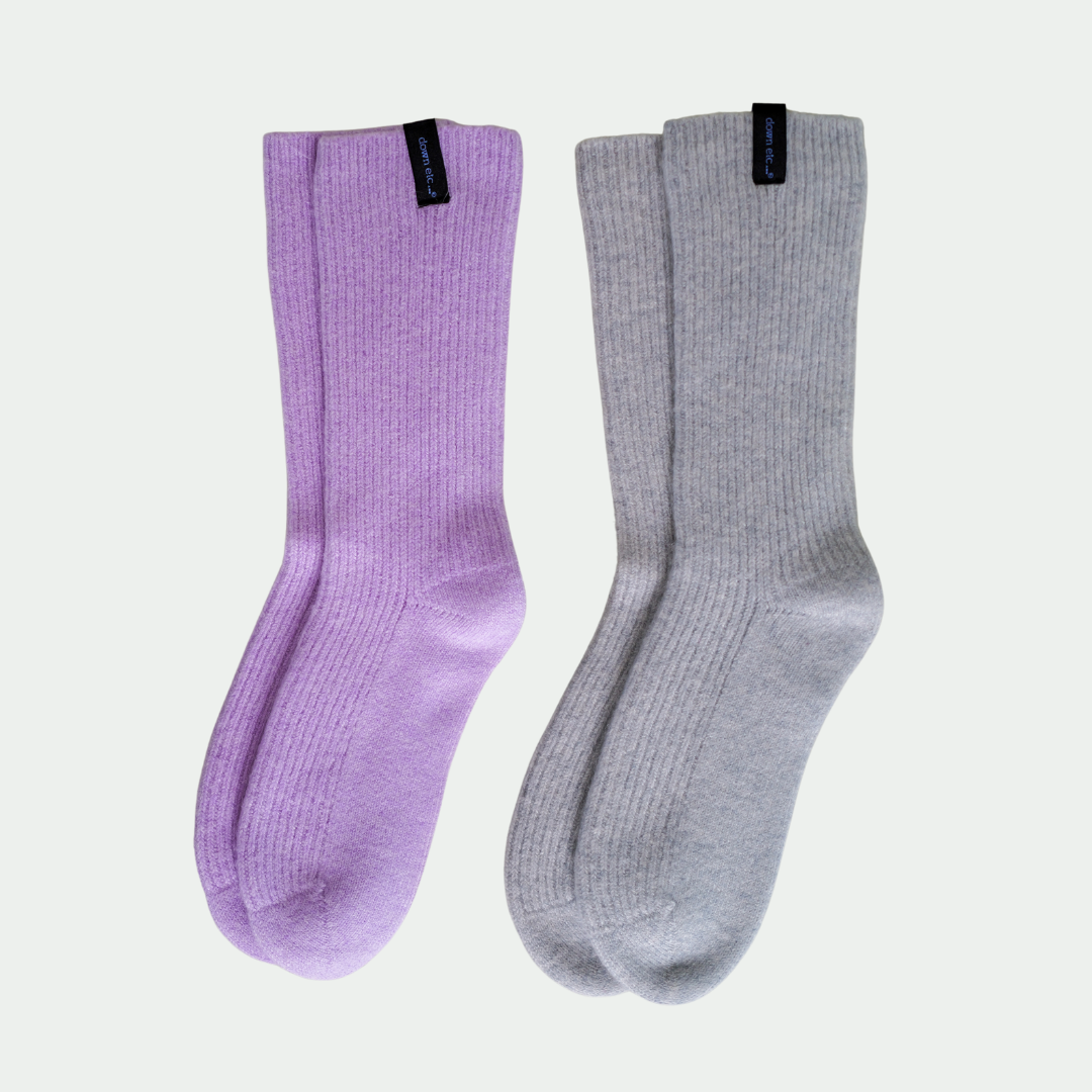 cashmere ribbed bed socks, super gray