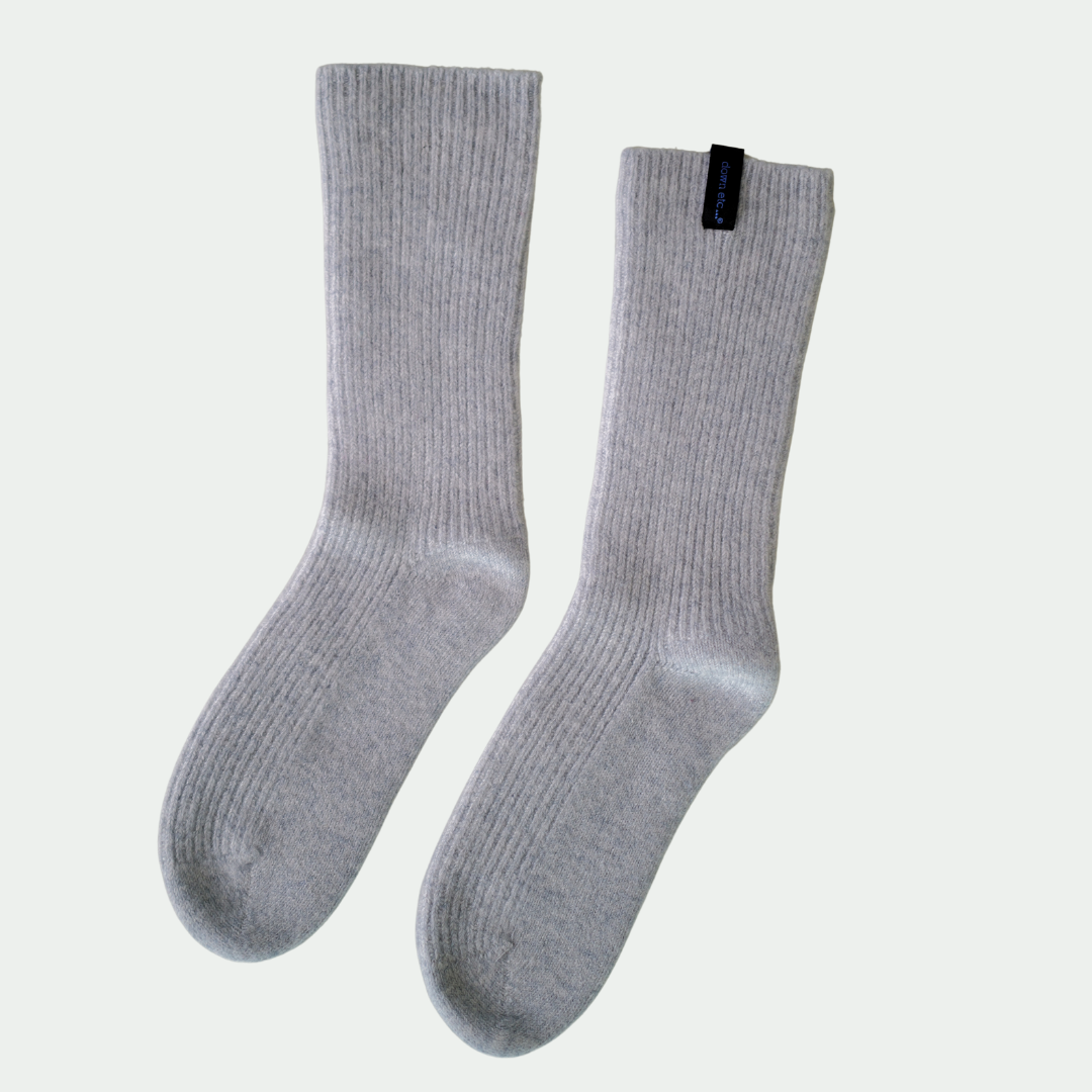 cashmere ribbed bed socks, super gray