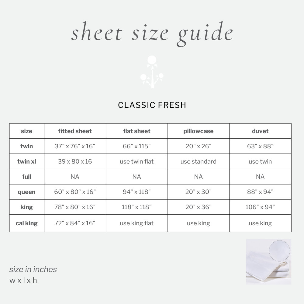 classic fresh sheet set with duvet cover