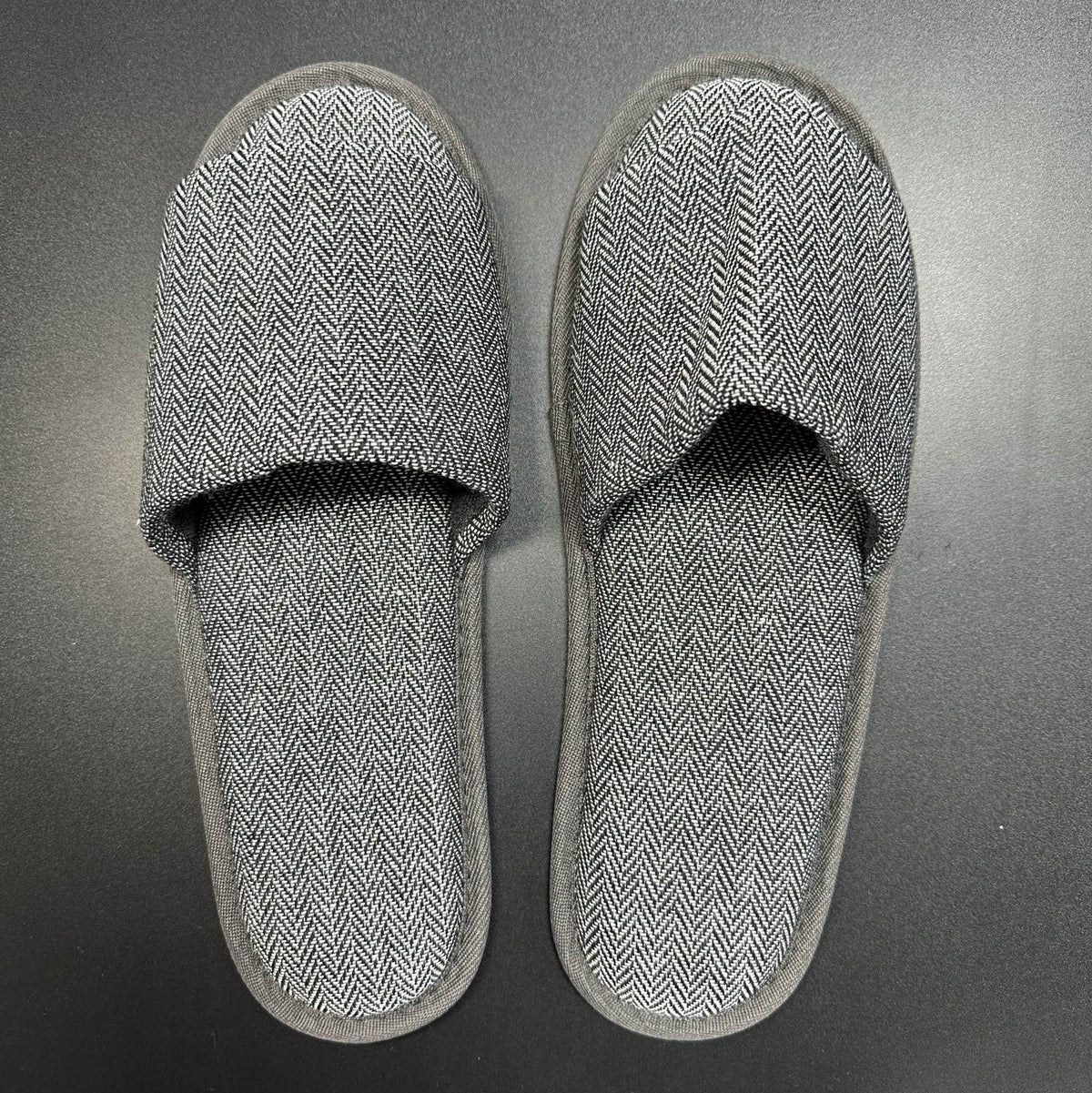 herringbone open-toe slide slippers
