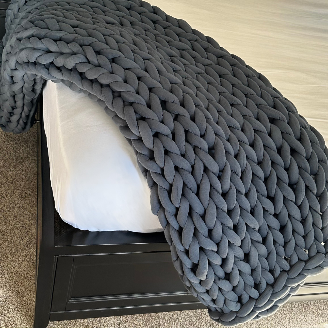 knitted weighted throw blanket