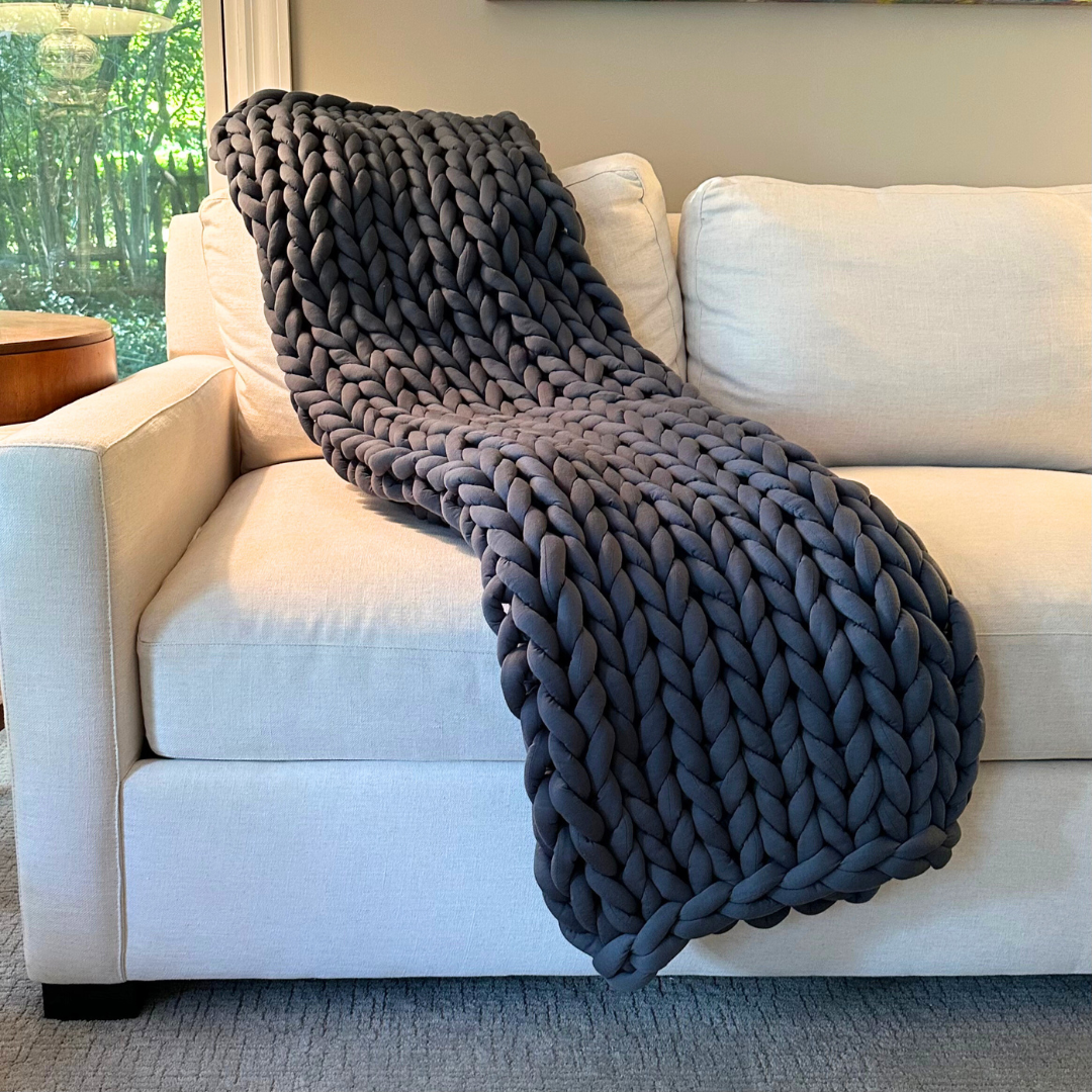 knitted weighted throw blanket