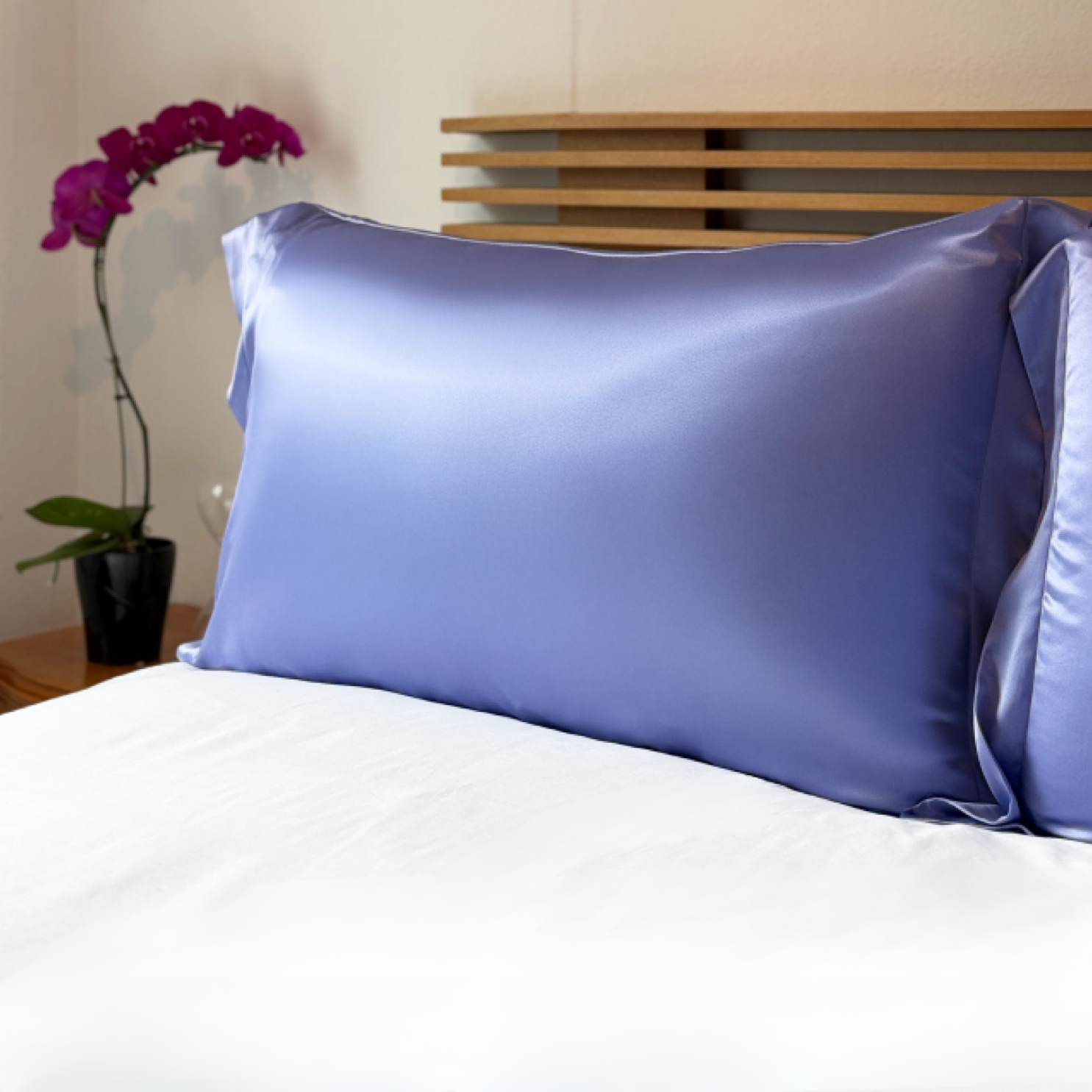 tiara silks® periwinkle pillowcase+velvet travel bag