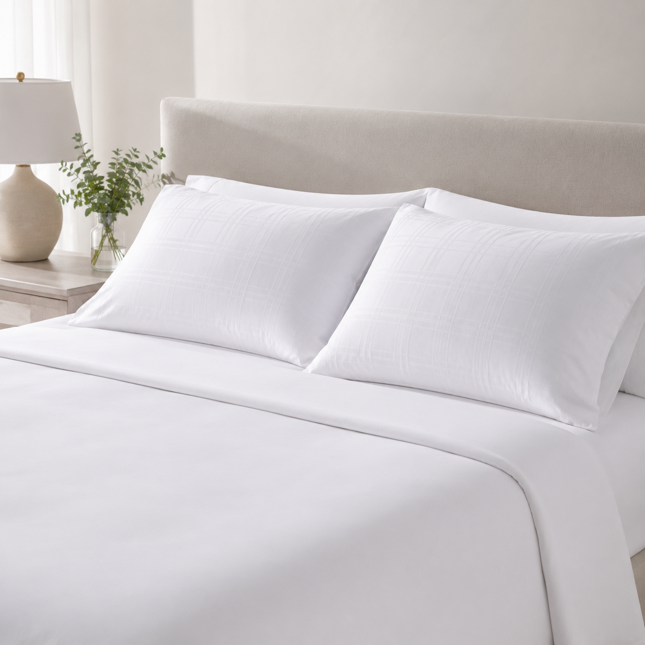 plaid tone-on-tone pillowcase, set of 2