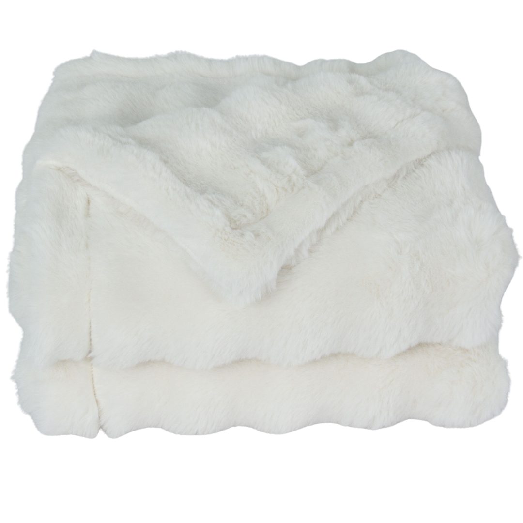 scotia sea faux fur luxe throw, white