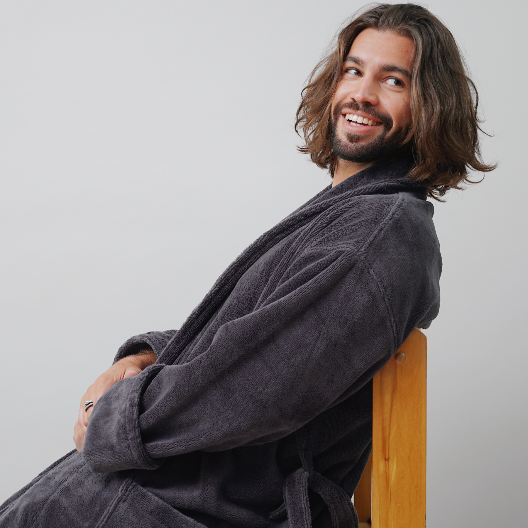taurus mountain collection absorb8™ shawl collar robe, dark gray