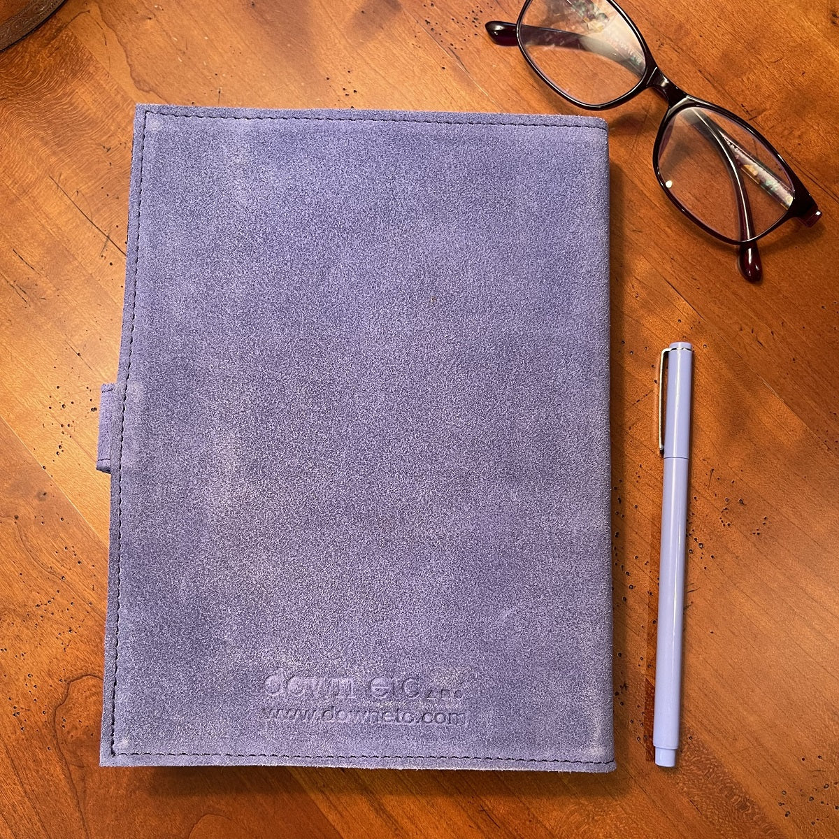write it down periwinkle suede notebook