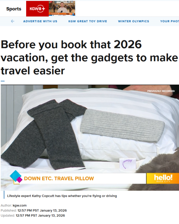 image of travel pillow and cashmere