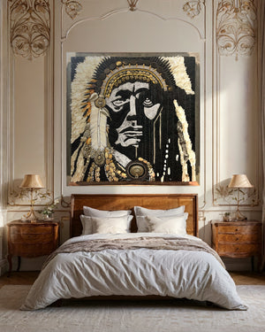 native american mosaic over bed
