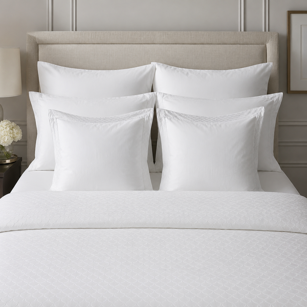masquerade white jacquard sheet collection