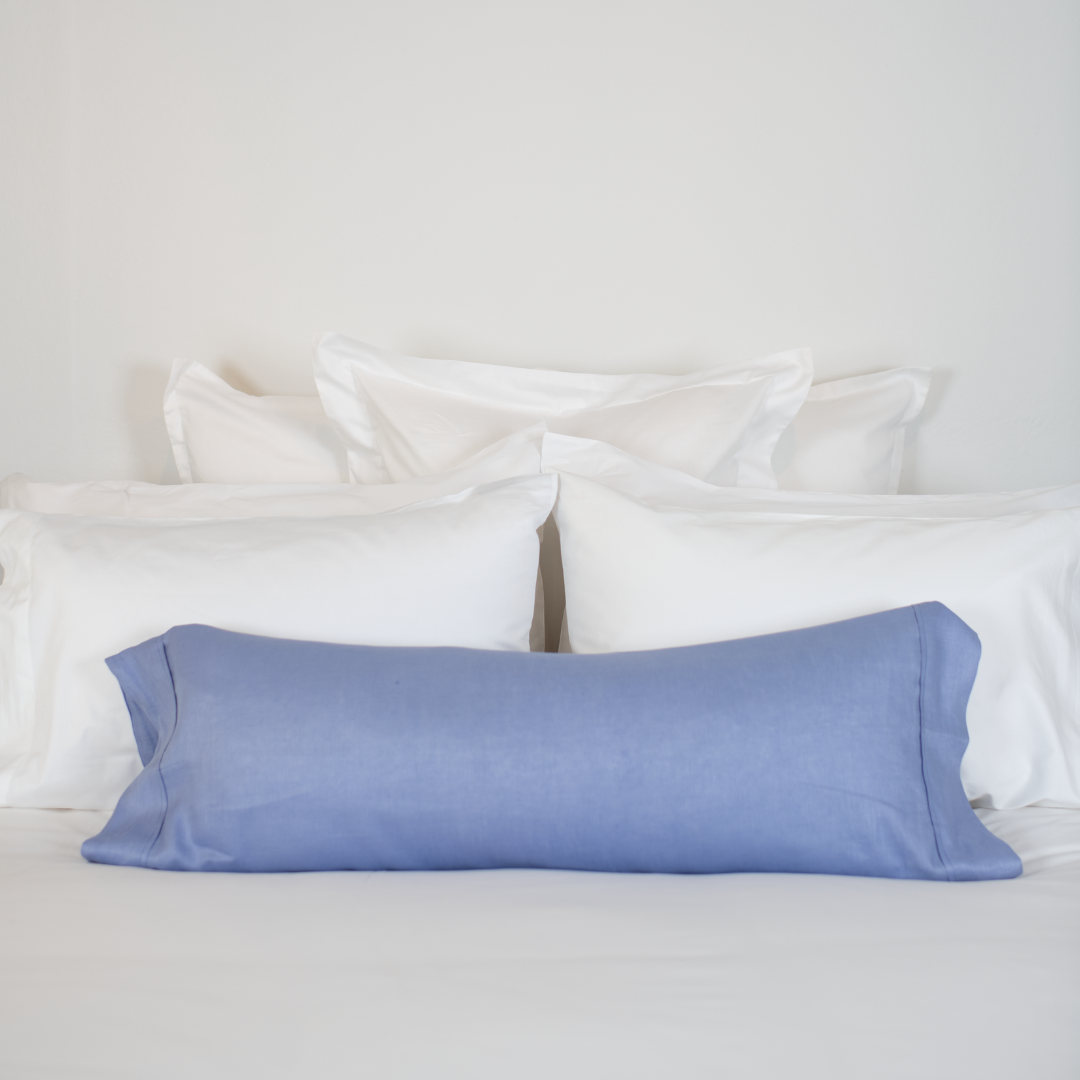 periwinkle linen covered pillow insert