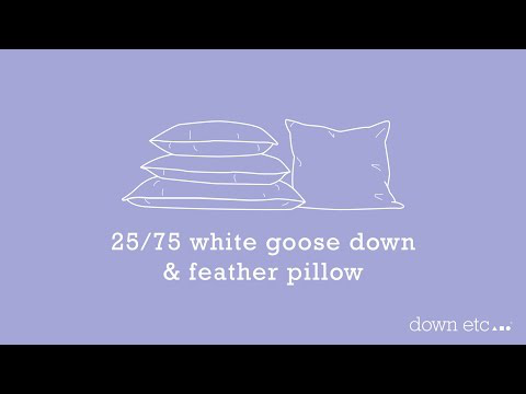 25/75 White Goose Down & Feather Pillow Video