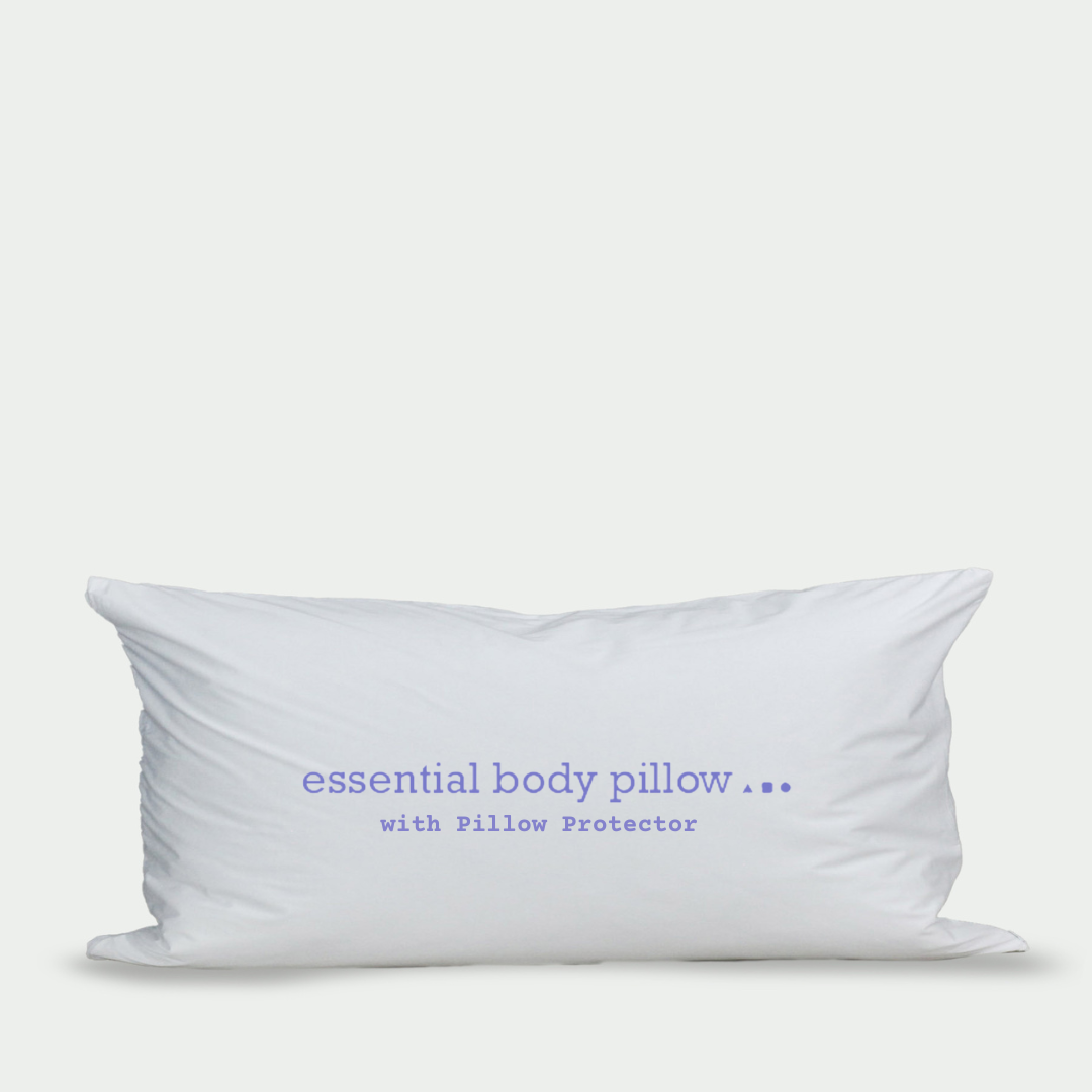 essential feather body pillow with pillow protector