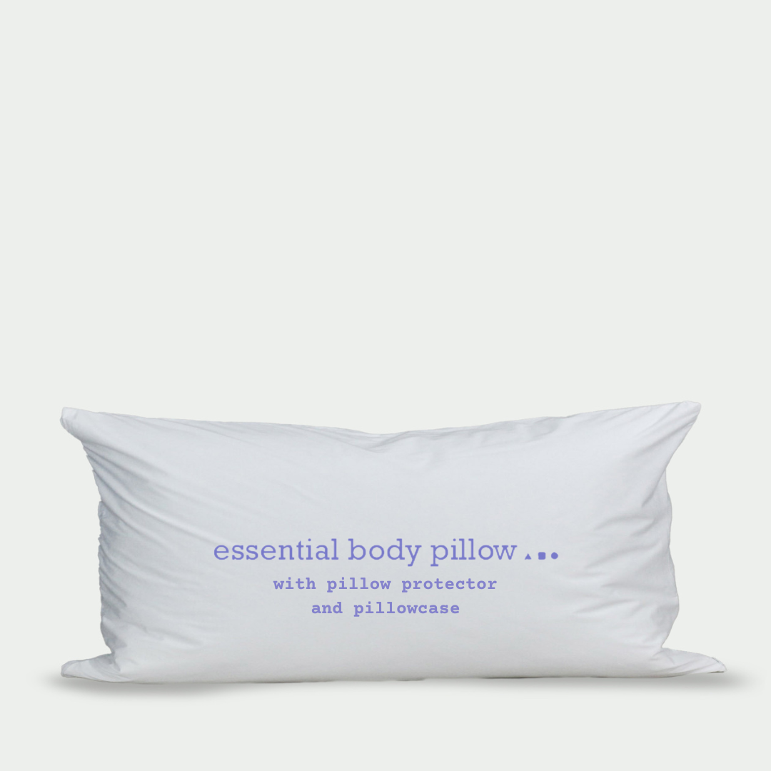 essential body pillow with pillow protector and cotton pillowcase