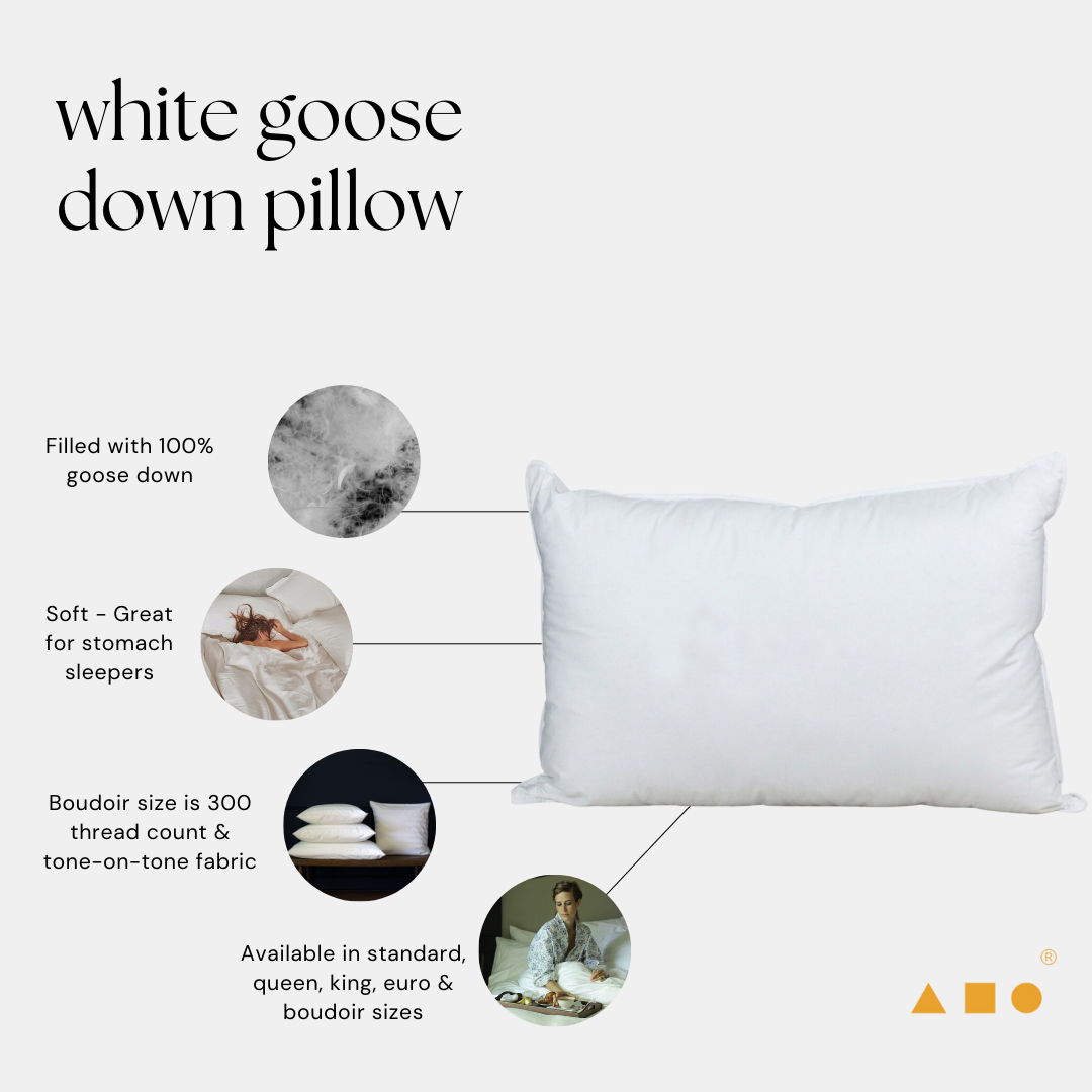 All White Goose Down Pillow Down Etc