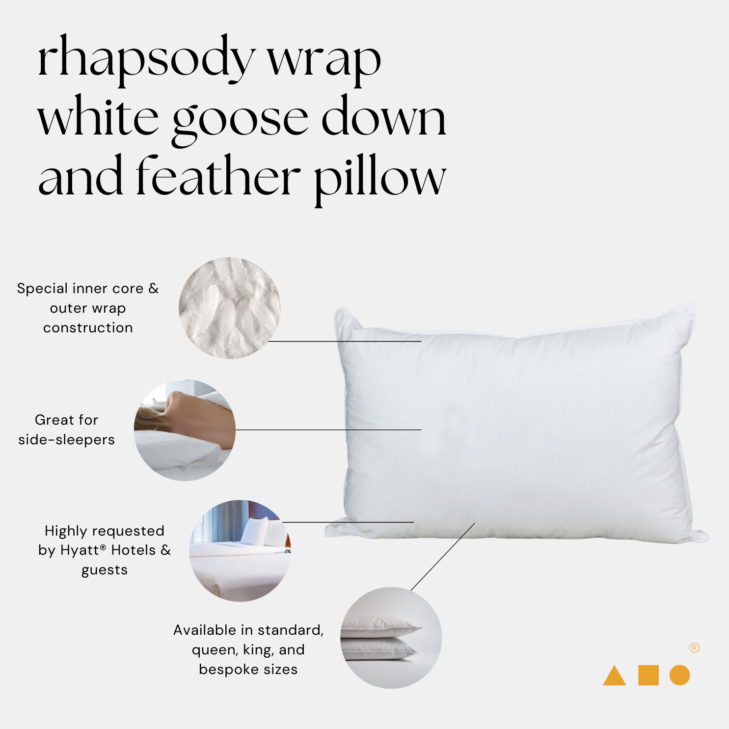 rhapsody wrap white goose down and white goose feather pillow