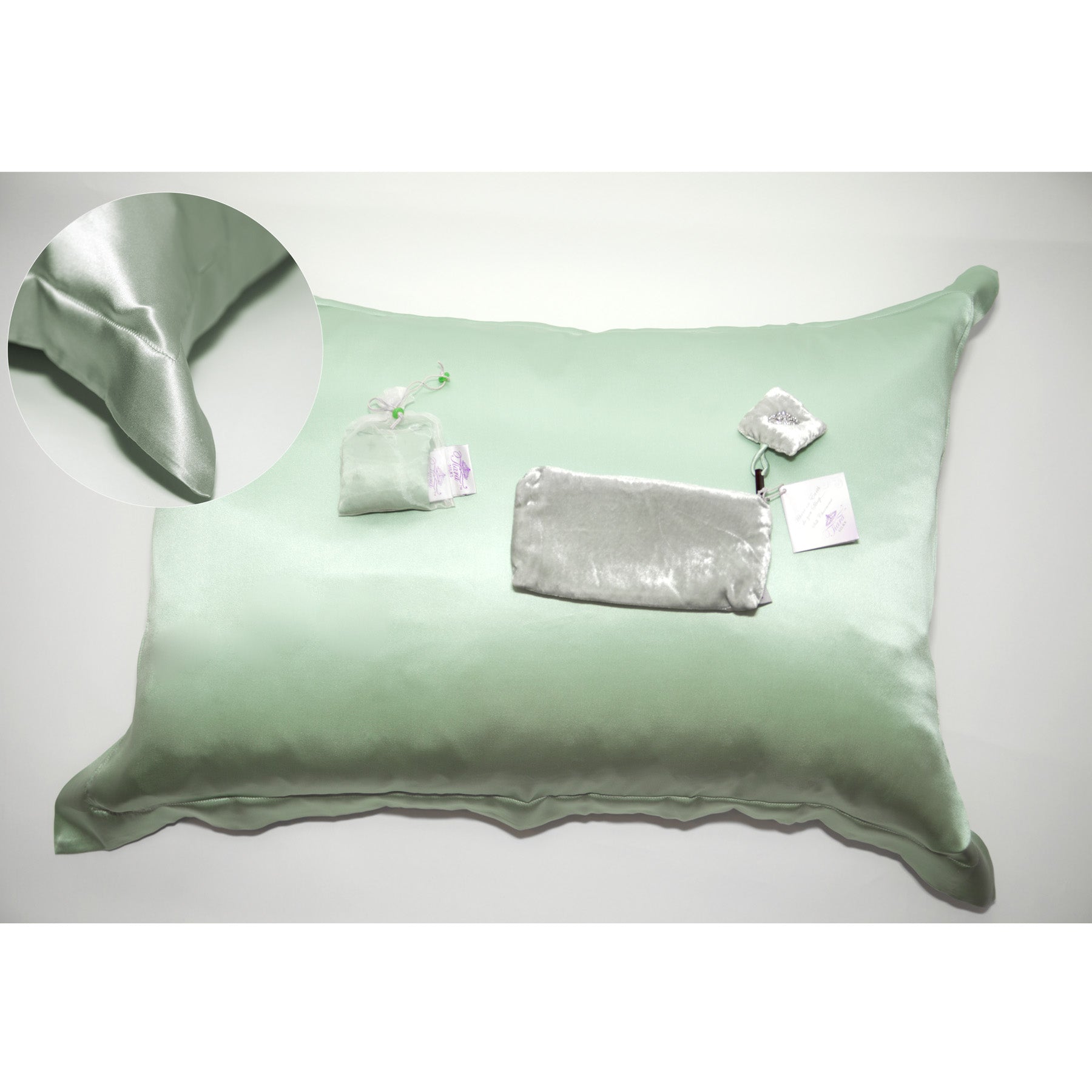 Tiara Silks® Aromatherapy Silk Pillowcase with Zipper Velvet Travel Bag