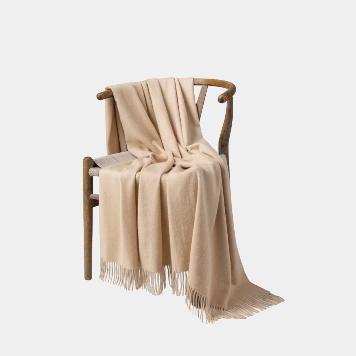 cashmere throw, latte