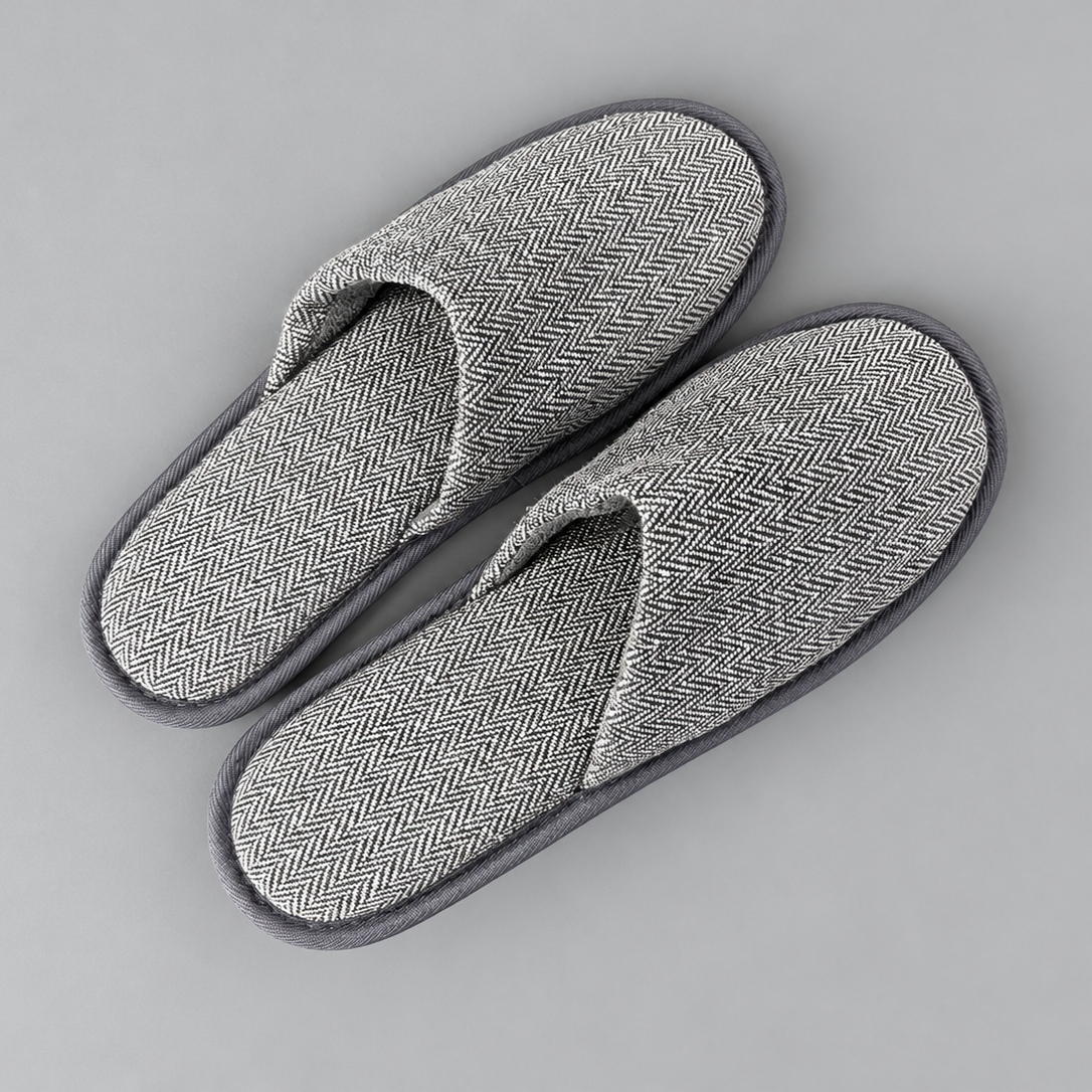 herringbone closed-toe slide slippers