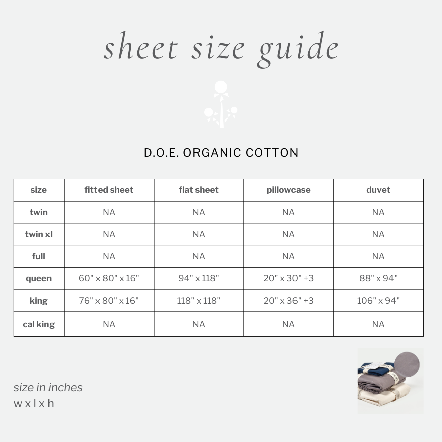 d.o.e. organic cotton flat and fitted sheet pair