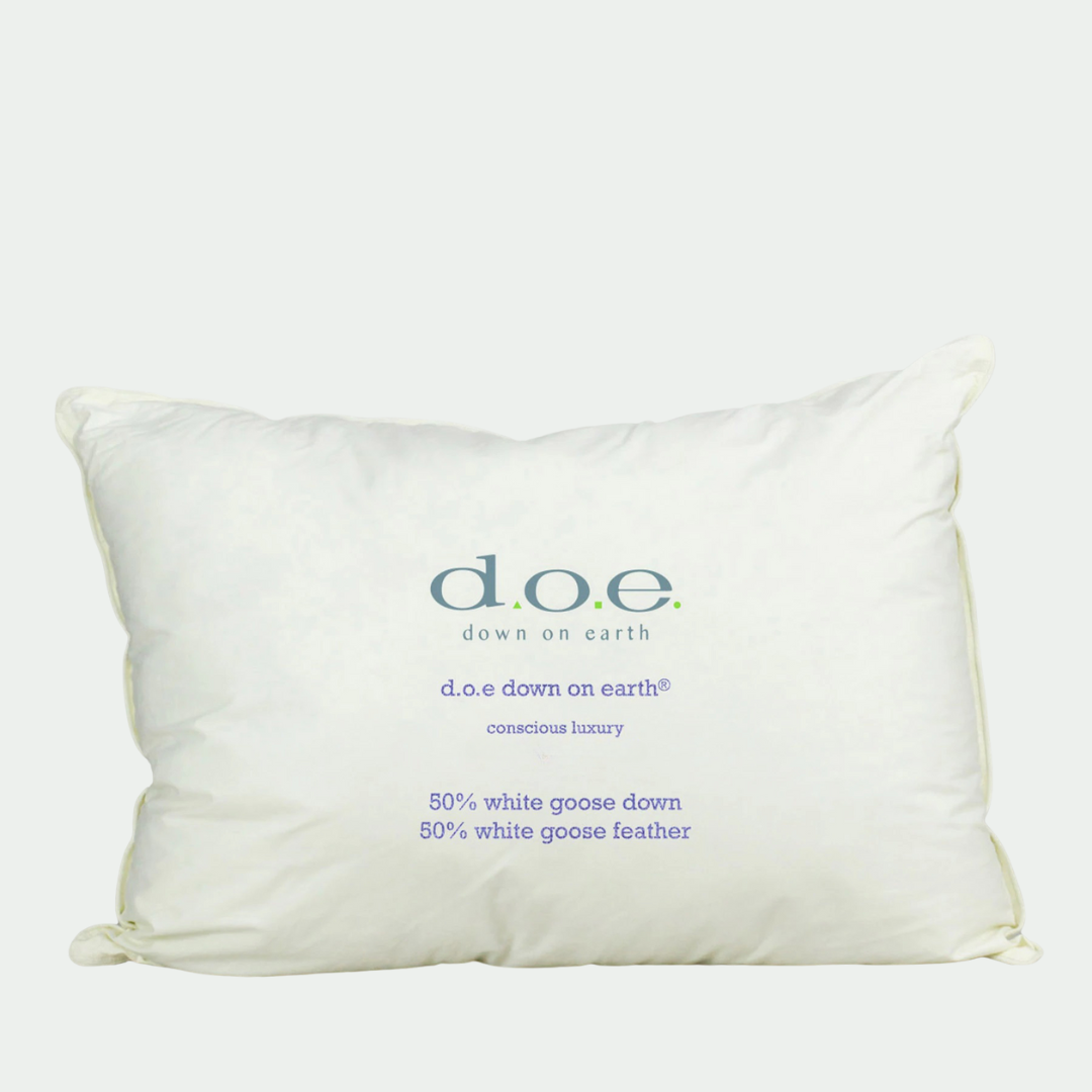 d.o.e. down on earth® 50%-50% goose down and feather pillow with organic cotton ticking