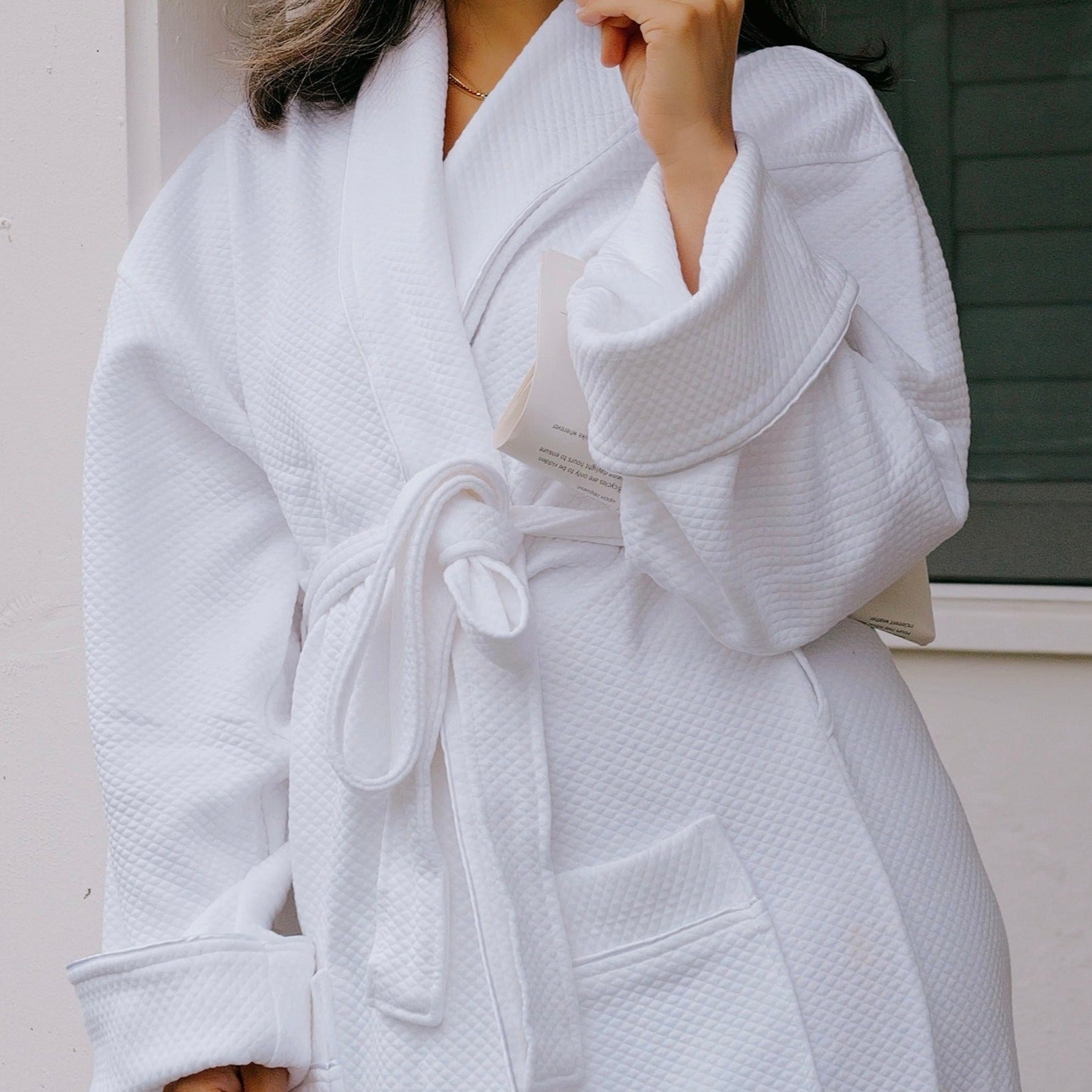 pyrenees diamond jacquard shawl collar robe