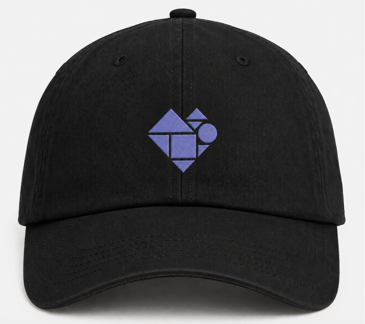 head heaven® black baseball cap with periwinkle embroidered heart logo
