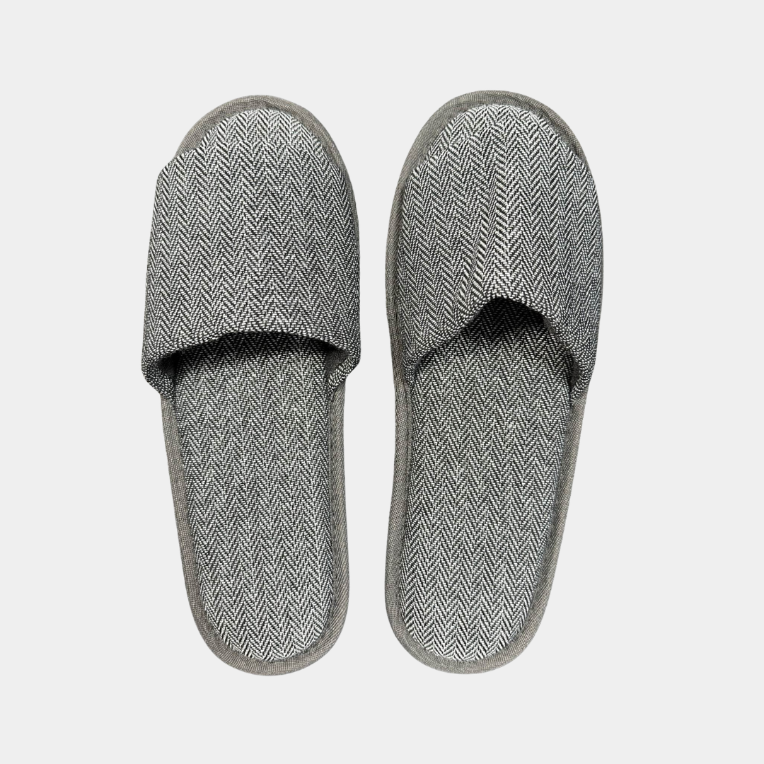 herringbone open-toe slide slippers