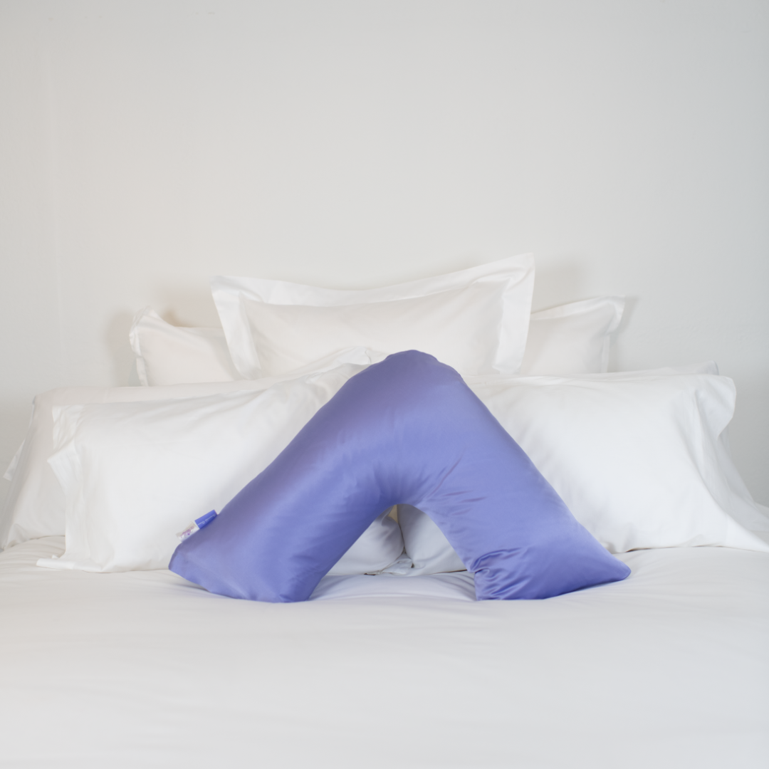 tiara cottons™ v-shaped periwinkle silk pillowcase