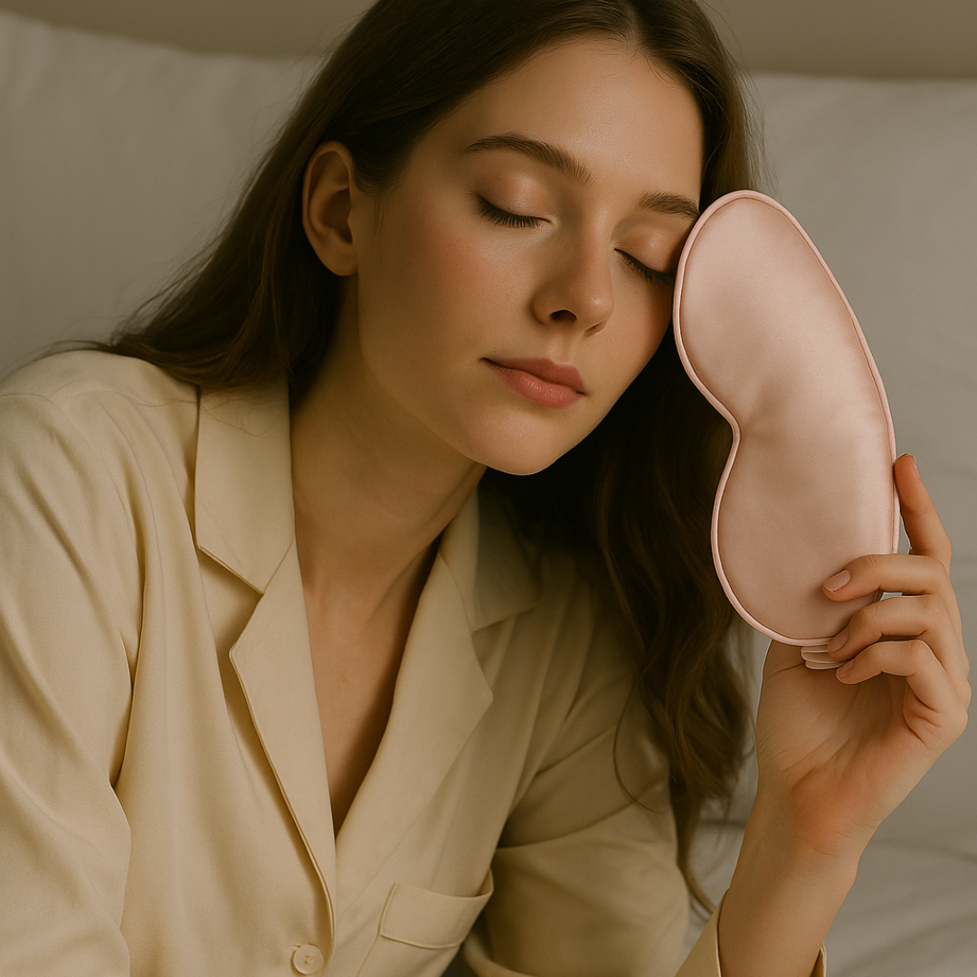 eyes down™ silk eye mask rose quartz