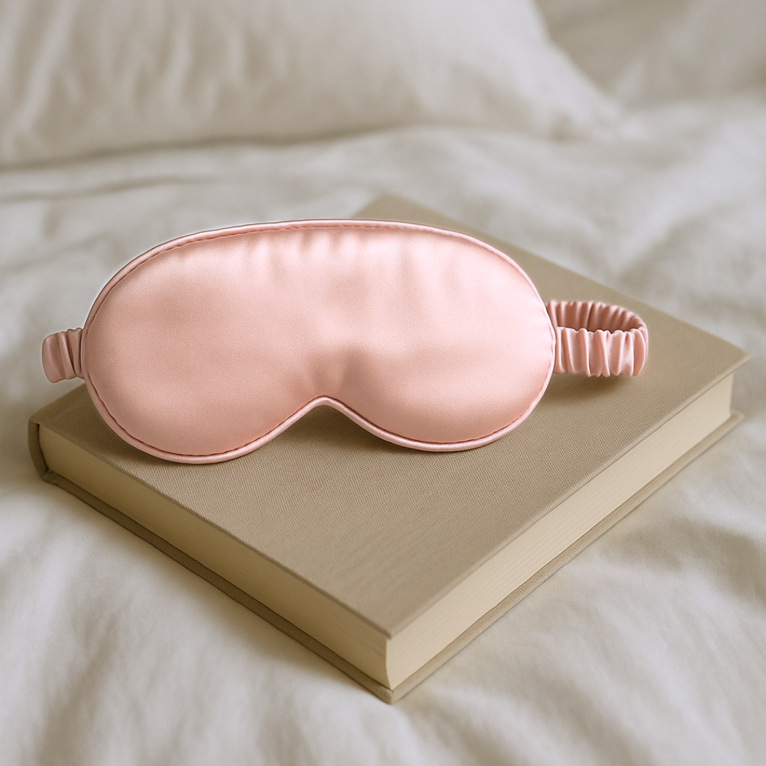 eyes down™ silk eye mask rose quartz
