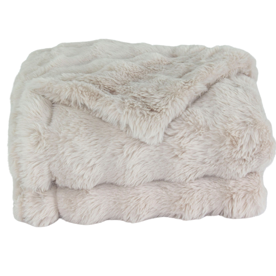 scotia sea faux fur luxe throw, beige