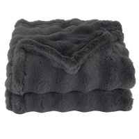 scotia sea faux fur luxe throw, grey