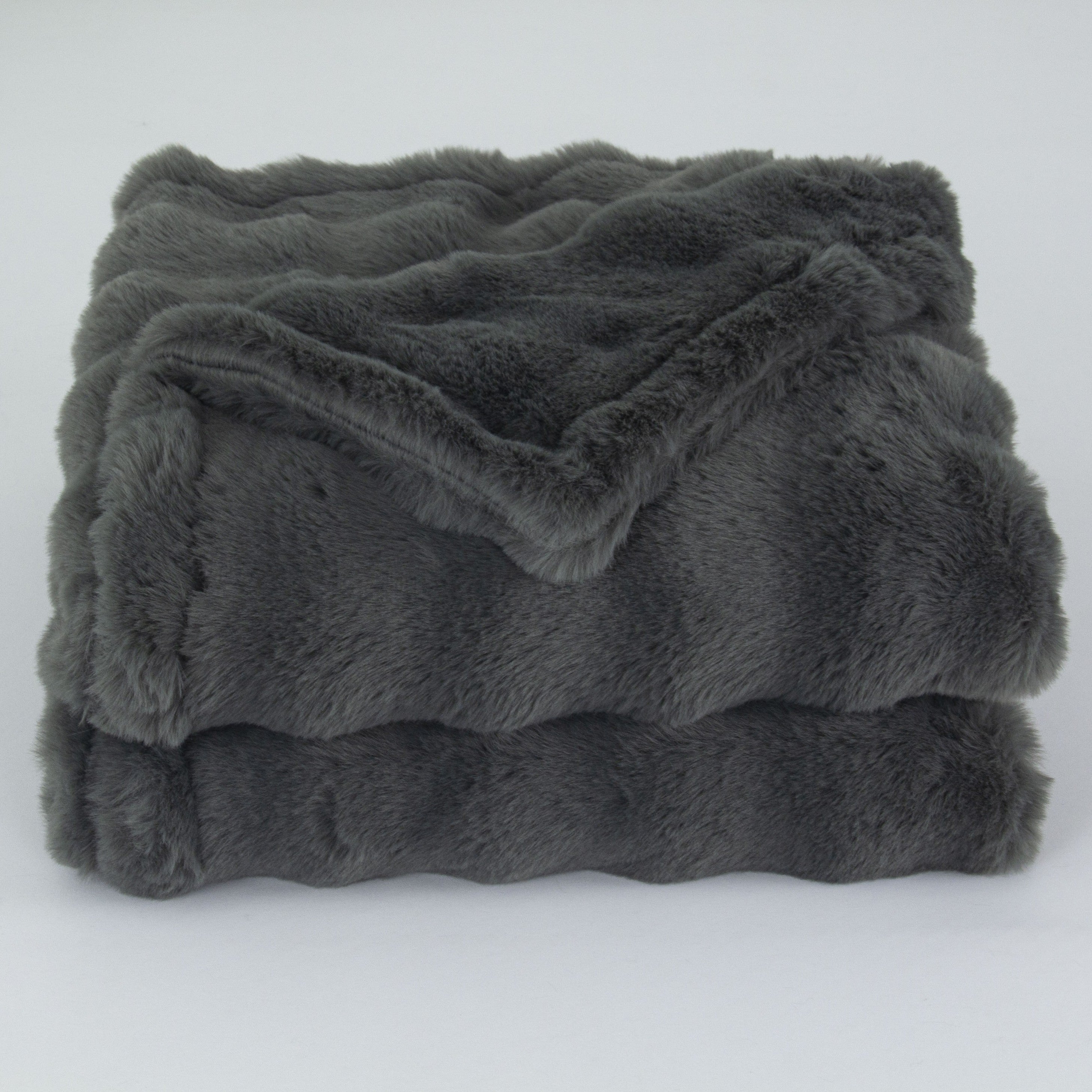 scotia sea faux fur luxe throw, grey